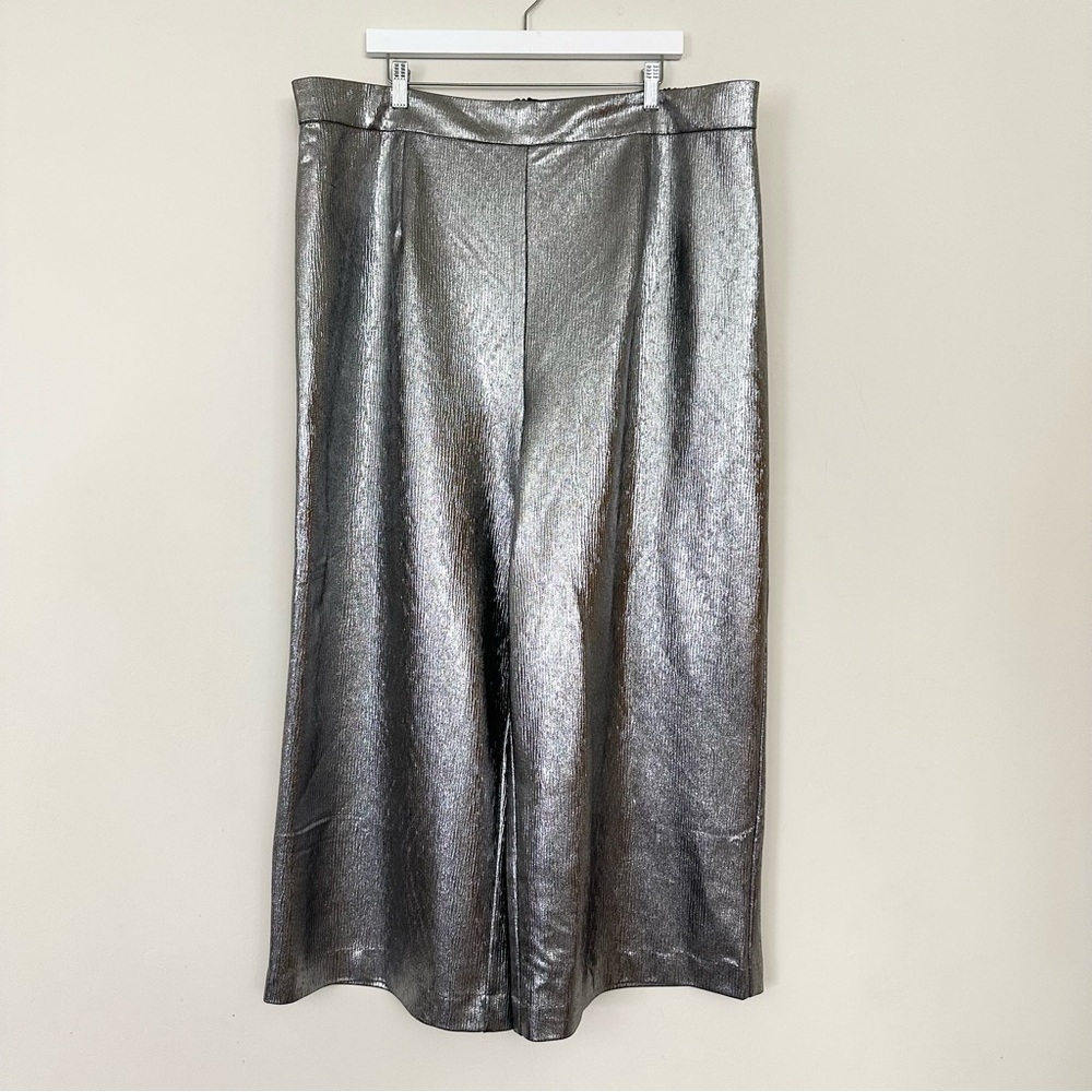 Hutch Silver Metallic Wide Leg Dress Pants